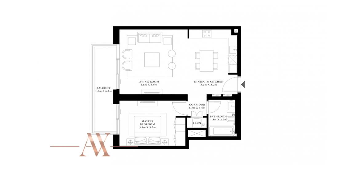 Floor plan «1BR 76SQM», 1+1, in BEACH ISLE