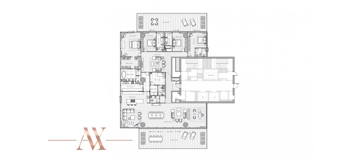 Plano del apartamento «D», 4 dormitorios en ONE PALM OMNIYAT