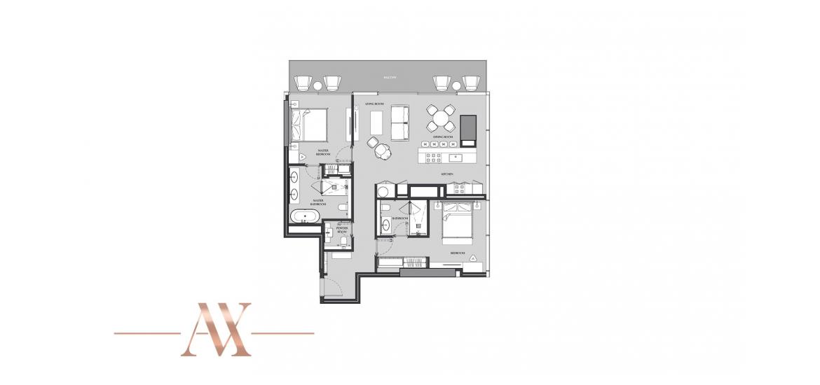 Plano del apartamento «141SQM», 2 dormitorios en JUMEIRAH LIVING MARINA GATE