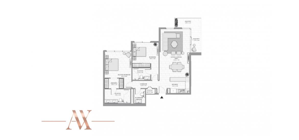Plano del apartamento «LA VIE 130SQM», 2 dormitorios en LA VIE