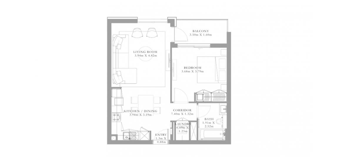 Plano del apartamento «A», 1 dormitorio en SEAGATE