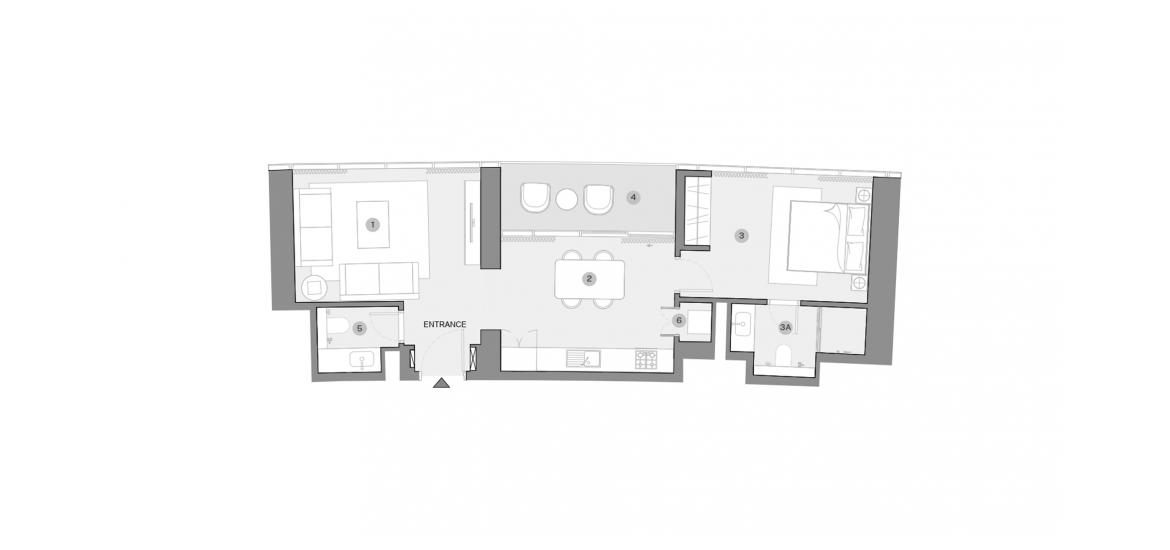 Plano del apartamento «1 BEDROOM TYPE E 78 Sq.m», 1 dormitorio en SOBHA SEAHAVEN TOWER B
