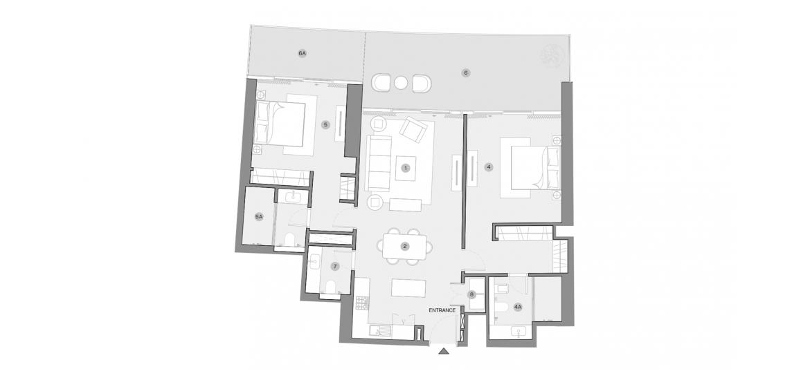 Plano del apartamento «2 BEDROOM TYPE F 155 Sq.m», 2 dormitorios en SOBHA SEAHAVEN TOWER B
