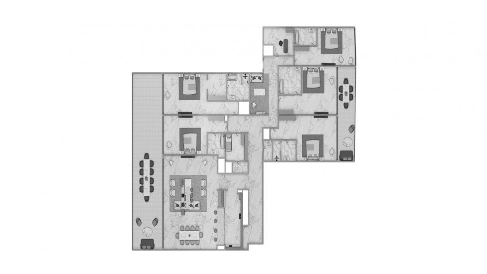 Plano del apartamento «5BR Type S5B 466SQM», 5 dormitorios en ADDRESS JBR