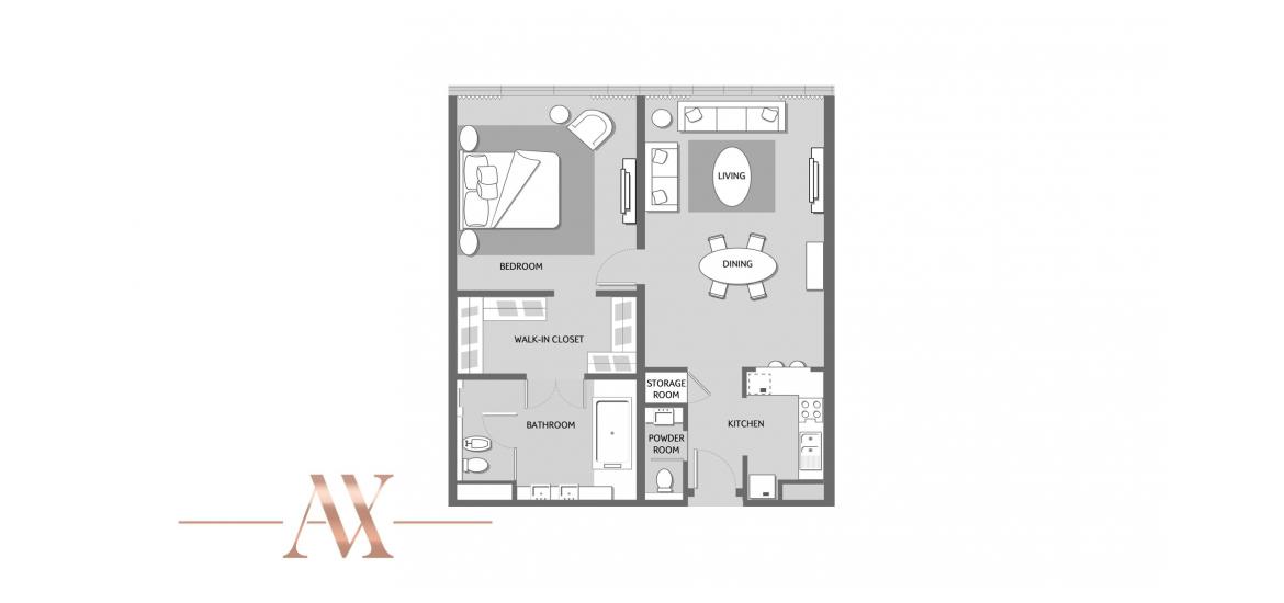 Floor plan «B», 1 bedroom, in THE PALM TOWER