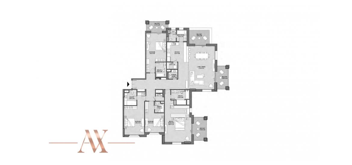 Plan d'étage de l'appartement «B», 4 chambres à ASAYEL