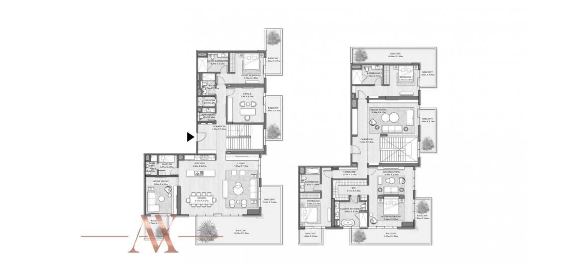 Plan d'étage de l'appartement «C», 4 chambres à BEACH MANSION