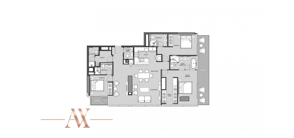 Plan d'étage de l'appartement «198SQM», 3 chambres à JUMEIRAH LIVING MARINA GATE