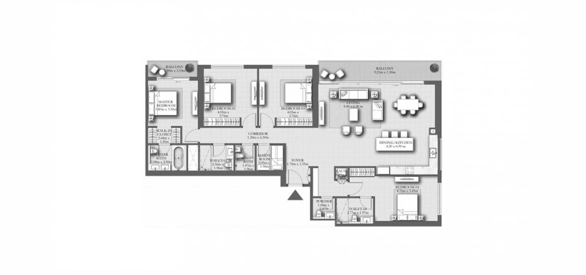 Plan d'étage de l'appartement «224SQM A», 4 chambres à MARINA SHORES