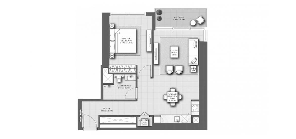 Plan d'étage de l'appartement «82SQM C», 1 chambre à coucher à MARINA SHORES