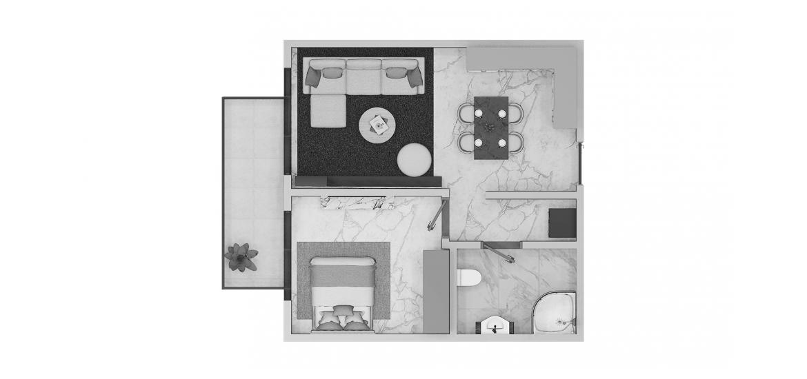 Plan d'étage de l'appartement «Beachgate by Address 1br 73sqm», 1 chambre à coucher à BEACHGATE BY ADDRESS
