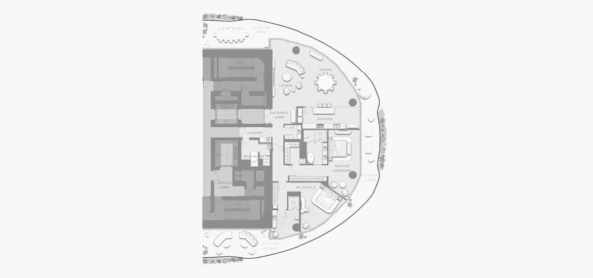 Plan d'étage de l'appartement «2 BEDROOM TYPE 1202 415 SQ.M.», 2 chambres à COMO RESIDENCES