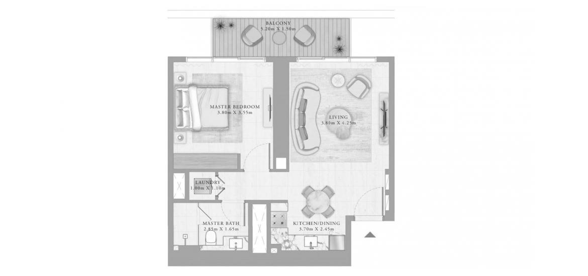 Plan d'étage de l'appartement «1BR 05 68SQM», 1 chambre à coucher à BAYVIEW BY ADDRESS RESORTS