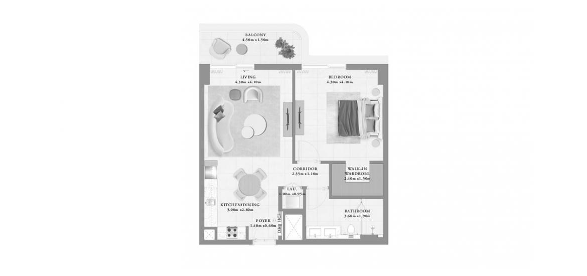 Plan d'étage de l'appartement «BAYLINE ONE-BEDROOM-TYPE-A-76M», 1 chambre à coucher à BAYLINE