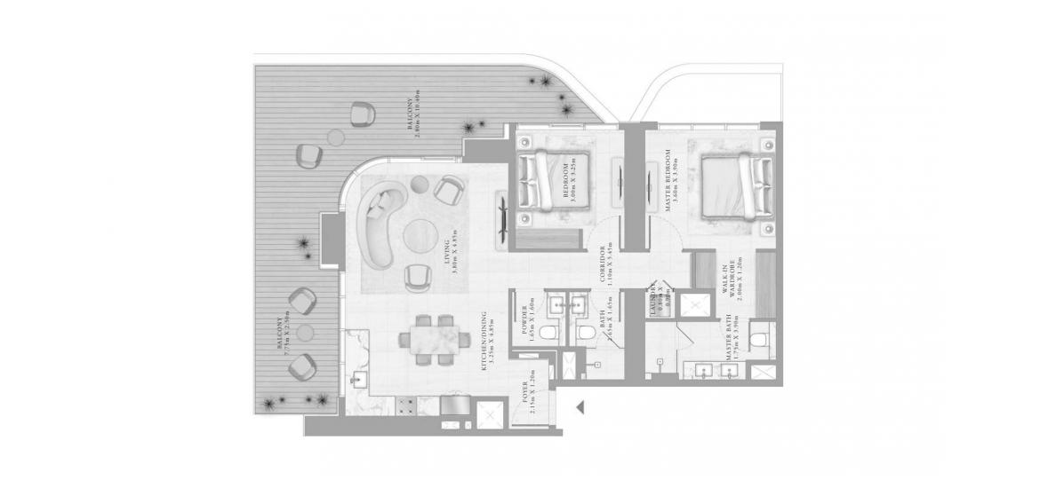 Планировка апартаментов «2BR 06 147SQM» 3 комнаты в ЖК BAYVIEW BY ADDRESS RESORTS