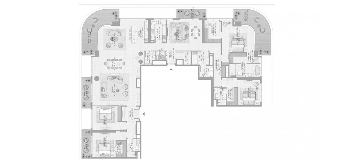 Планировка апартаментов «4BR 01 415SQM» 7 комнат в ЖК BAYVIEW BY ADDRESS RESORTS