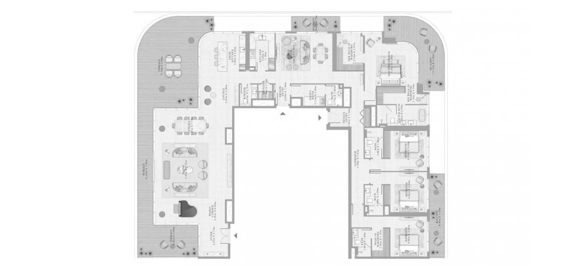 Планировка апартаментов «4BR 01 504SQM» 6 комнат в ЖК BAYVIEW BY ADDRESS RESORTS