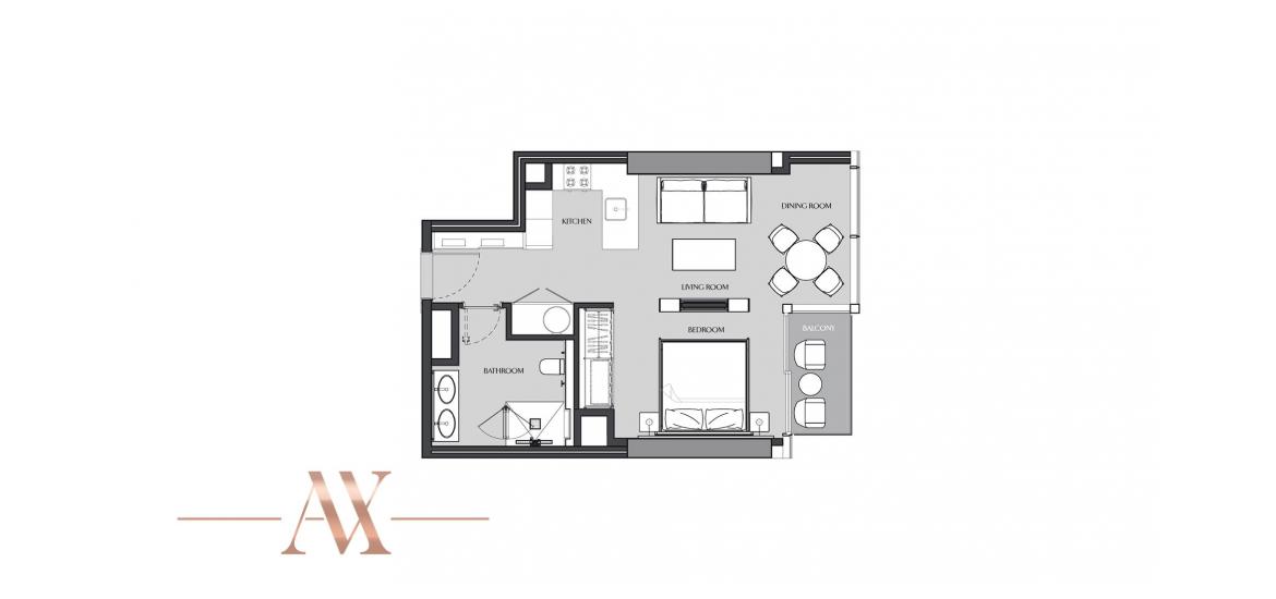 Apartment floor plan «57SQM», 1 room in JUMEIRAH LIVING MARINA GATE