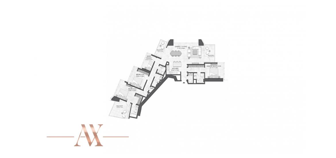 Apartment floor plan «196SQM», 3 bedrooms in LIV MARINA