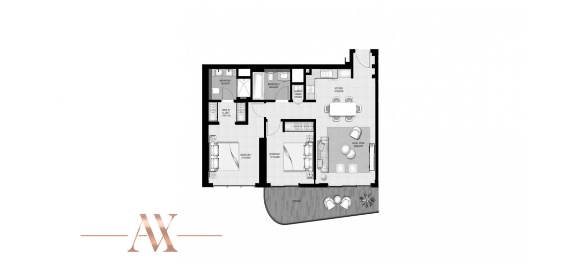 Apartment floor plan «B», 2 bedrooms in MARINA VISTA
