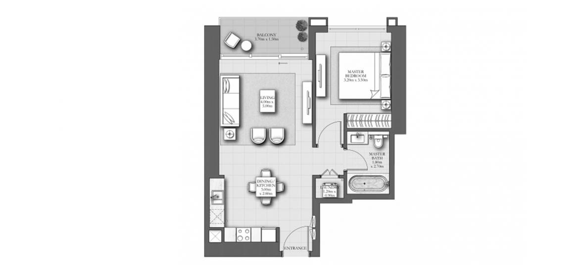 Apartment floor plan «70SQM D», 1 bedroom in MARINA SHORES