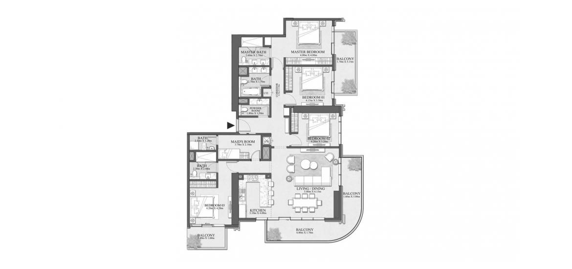 Floor plan «225SQM TYPE 1», 4 bedrooms, in BEACHGATE BY ADDRESS