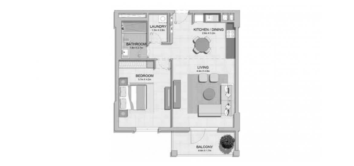 Apartment floor plan «TYPE 1D 69SQM», 1 bedroom in LA RIVE 4