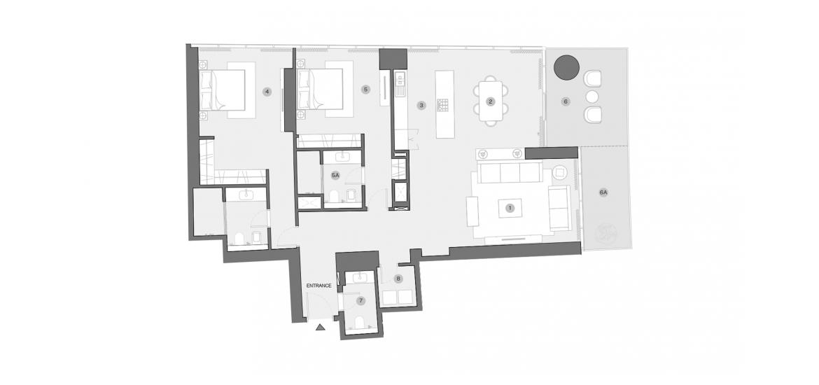 Apartment floor plan «2 BEDROOM TYPE E 188 Sq.m», 2 bedrooms in SOBHA SEAHAVEN TOWER B
